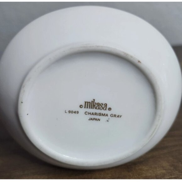 MIKASA Charisma Gray L9049 Creamer and Sugar Bowl w/Lid Floral Gold Trim Japan - Picture 13 of 14